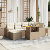 vidaXL 7-Piece Lounge Set with Cushions Poly Rattan Black