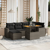 vidaXL 7-Piece Lounge Set with Cushions Poly Rattan Black