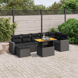 vidaXL 8-delige Loungeset met kussens poly rattan zwart