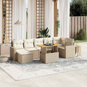 vidaXL 8-delige Loungeset met kussens poly rattan zwart