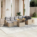 vidaXL 8-delige Loungeset met kussens poly rattan zwart