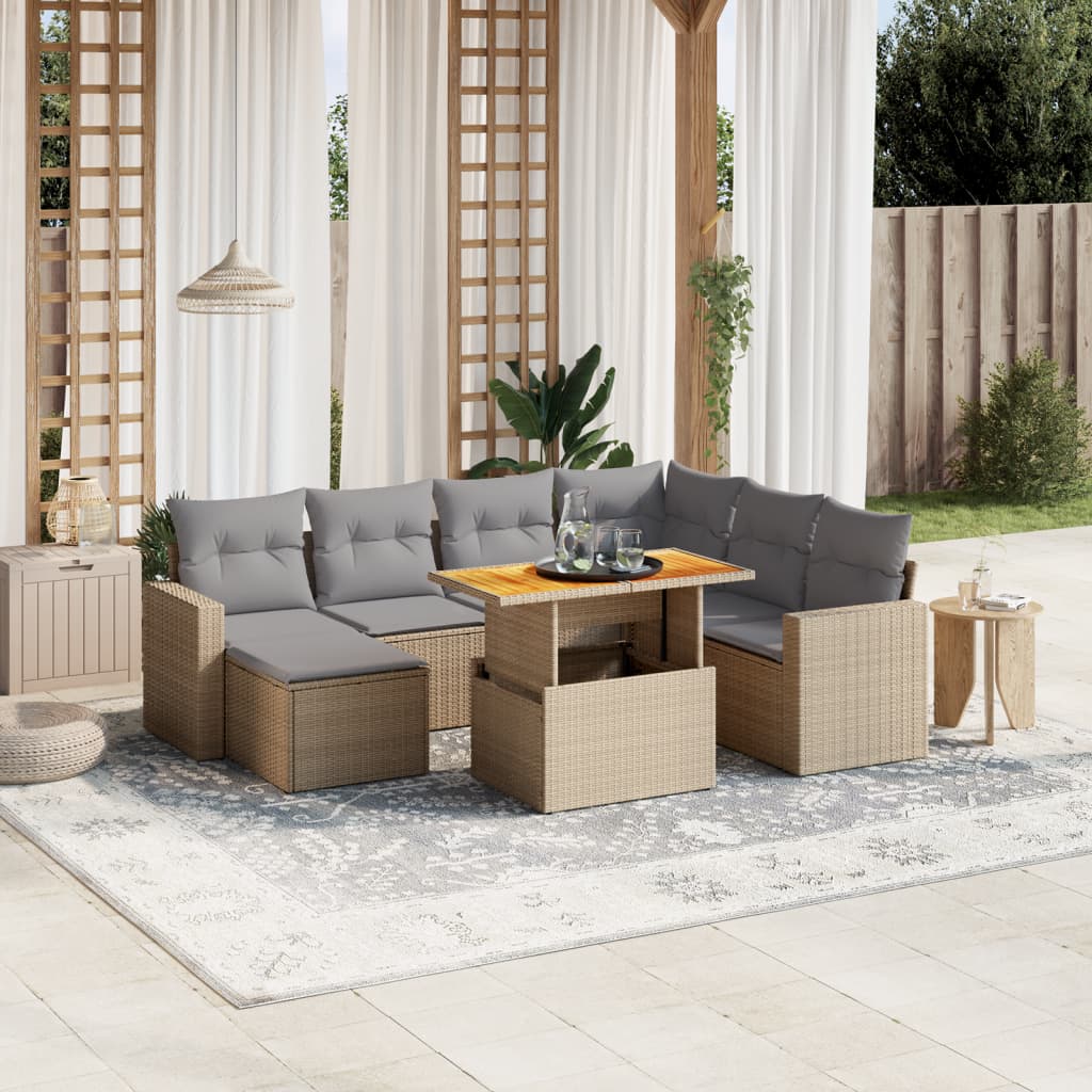 vidaXL 8-delige Loungeset met kussens poly rattan zwart