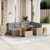 vidaXL 8-delige Loungeset met kussens poly rattan zwart