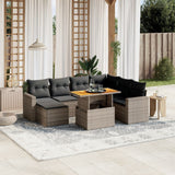 vidaXL 8-delige Loungeset met kussens poly rattan zwart