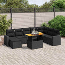vidaXL 9-delige Loungeset met kussens poly rattan zwart
