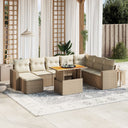 vidaXL 9-delige Loungeset met kussens poly rattan zwart