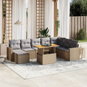 vidaXL 9-delige Loungeset met kussens poly rattan zwart