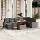 vidaXL 9-delige Loungeset met kussens poly rattan zwart