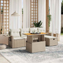 vidaXL 6-delige Loungeset met kussens poly rattan zwart