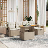vidaXL 6-delige Loungeset met kussens poly rattan zwart