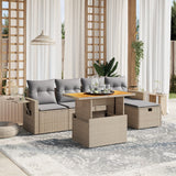 vidaXL 6-delige Loungeset met kussens poly rattan zwart