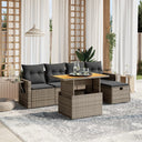 vidaXL 6-delige Loungeset met kussens poly rattan zwart