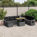 vidaXL 9-piece Poly Rattan Lounge Set with Cushions Black