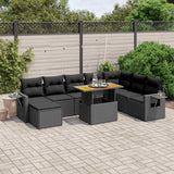 vidaXL 9-piece Poly Rattan Lounge Set with Cushions Black