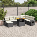 vidaXL 9-piece Poly Rattan Lounge Set with Cushions Black