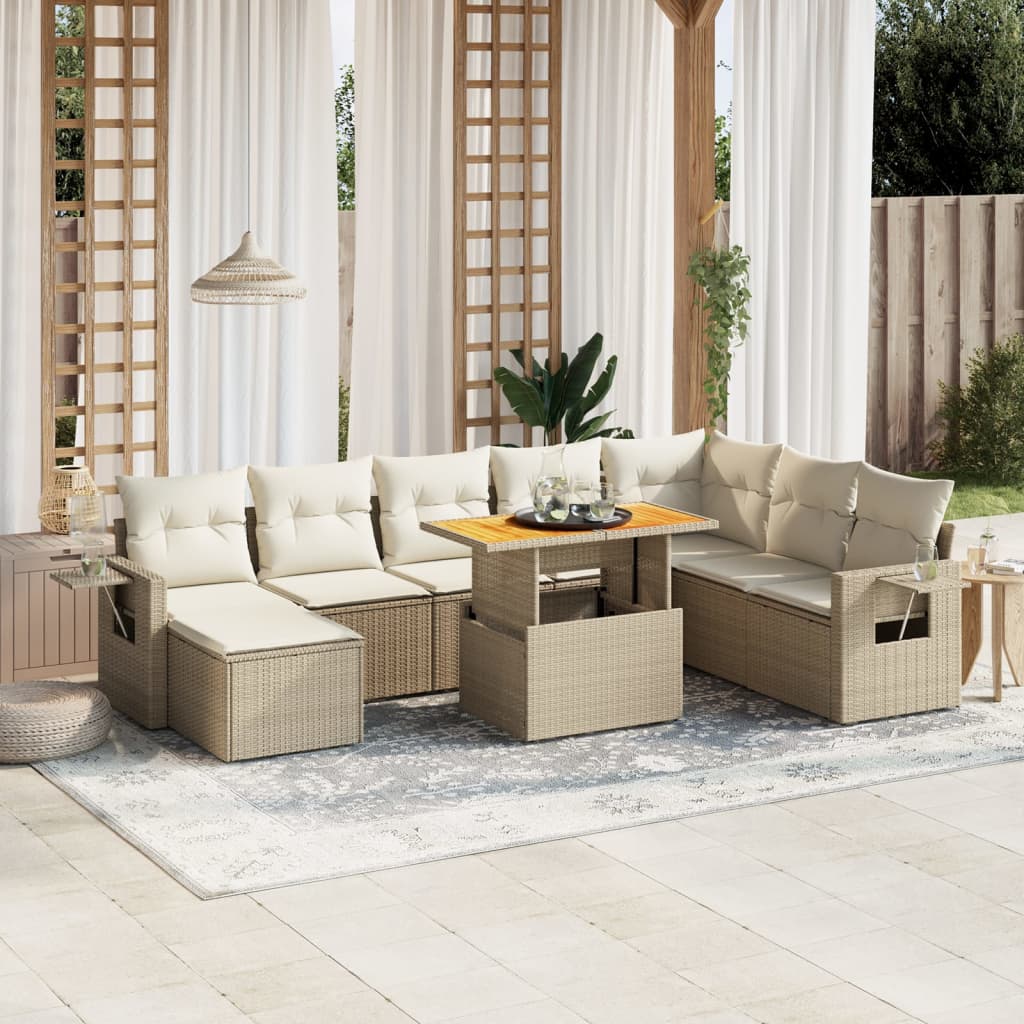 vidaXL 9-piece Poly Rattan Lounge Set with Cushions Black