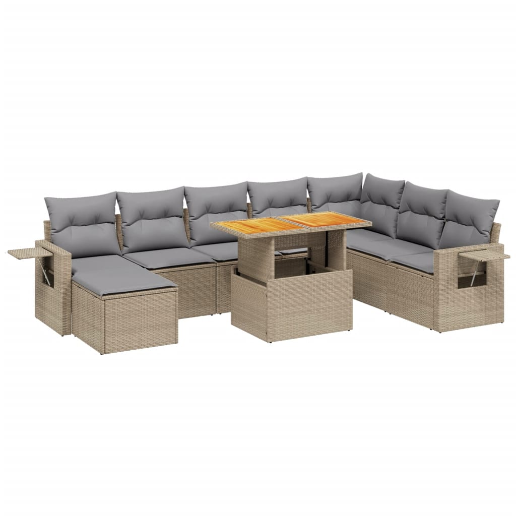 vidaXL 9-piece Poly Rattan Lounge Set with Cushions Black