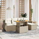 vidaXL 6-delige Loungeset met kussens poly rattan zwart