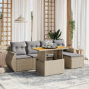 vidaXL 6-delige Loungeset met kussens poly rattan zwart