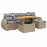 vidaXL 6-delige Loungeset met kussens poly rattan zwart