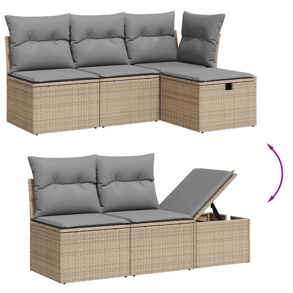 vidaXL 6-delige Loungeset met kussens poly rattan zwart
