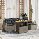 vidaXL 6-delige Loungeset met kussens poly rattan zwart