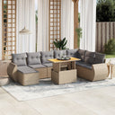 vidaXL 9-delige Loungeset met kussens poly rattan zwart