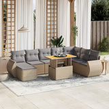 vidaXL 9-delige Loungeset met kussens poly rattan zwart