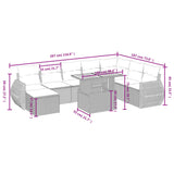 vidaXL 9-delige Loungeset met kussens poly rattan zwart