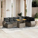 vidaXL 9-delige Loungeset met kussens poly rattan zwart