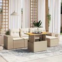 vidaXL 6-delige Loungeset met kussens poly rattan zwart