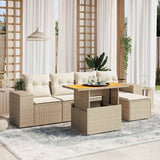 vidaXL 6-delige Loungeset met kussens poly rattan zwart