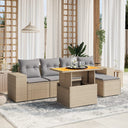 vidaXL 6-delige Loungeset met kussens poly rattan zwart