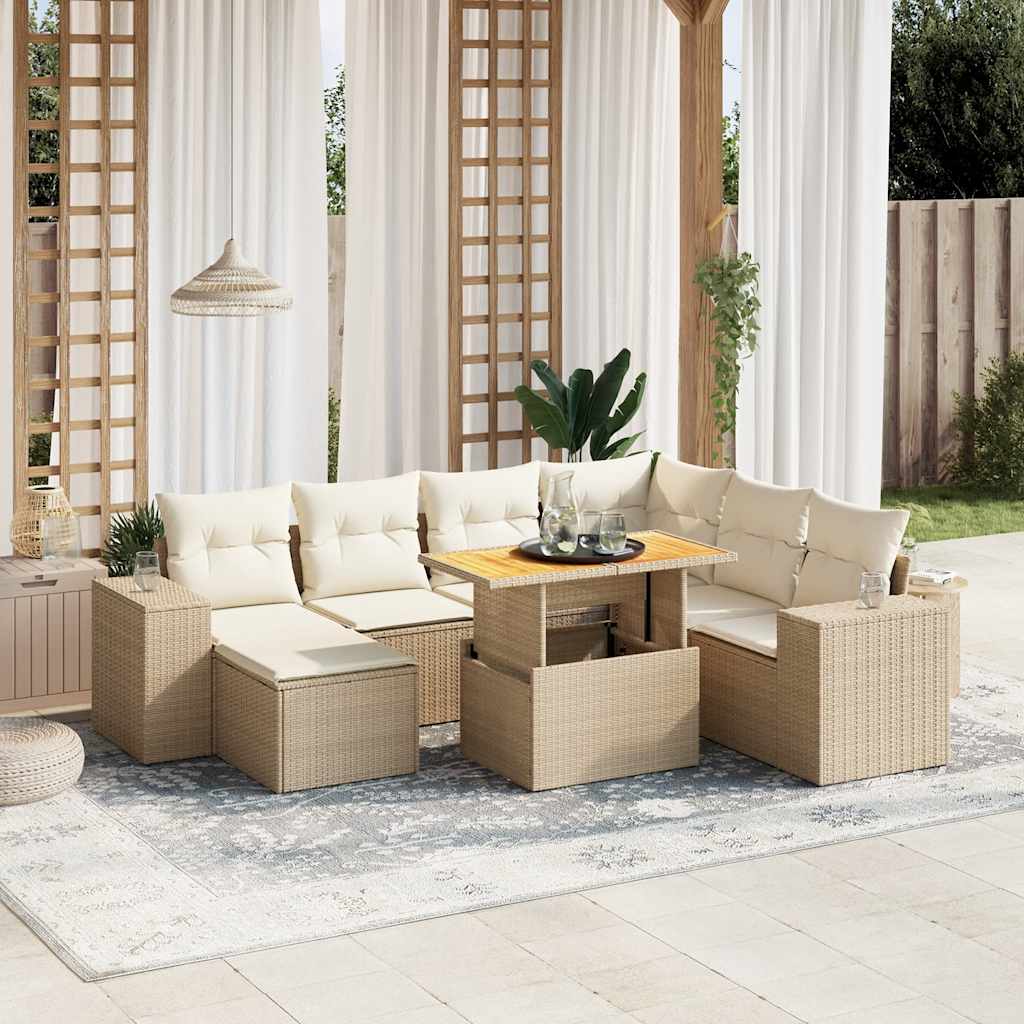vidaXL 8-delige Loungeset met kussens poly rattan zwart