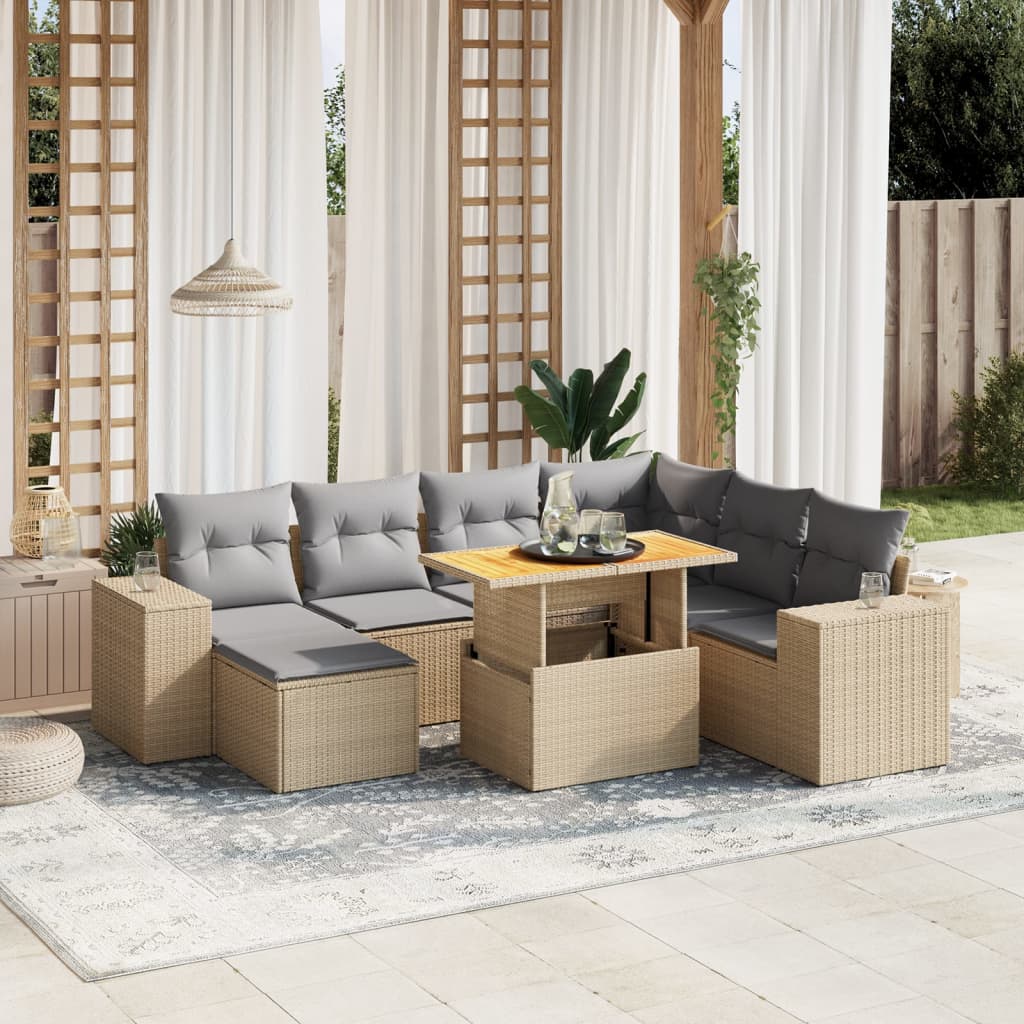 vidaXL 8-delige Loungeset met kussens poly rattan zwart