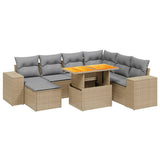 vidaXL 8-delige Loungeset met kussens poly rattan zwart