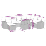 vidaXL 9-delige Loungeset met kussens poly rattan zwart