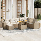 vidaXL 9-delige Loungeset met kussens poly rattan zwart