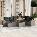 vidaXL 9-delige Loungeset met kussens poly rattan zwart