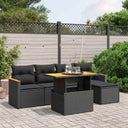 vidaXL 6-delige Loungeset met kussens poly rattan zwart