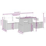 vidaXL 6-delige Loungeset met kussens poly rattan zwart