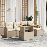 vidaXL 6-delige Loungeset met kussens poly rattan zwart