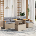 vidaXL 6-delige Loungeset met kussens poly rattan zwart