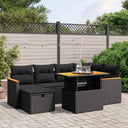 vidaXL 7-delige Loungeset met kussens poly rattan zwart