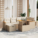 vidaXL 7-delige Loungeset met kussens poly rattan zwart