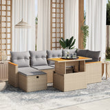 vidaXL 7-delige Loungeset met kussens poly rattan zwart