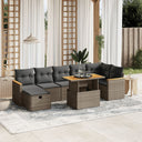 vidaXL 8-delige Loungeset met kussens poly rattan zwart