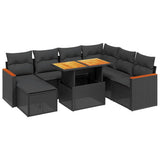 vidaXL 8-piece Lounge Set with Cushions Poly Rattan Black