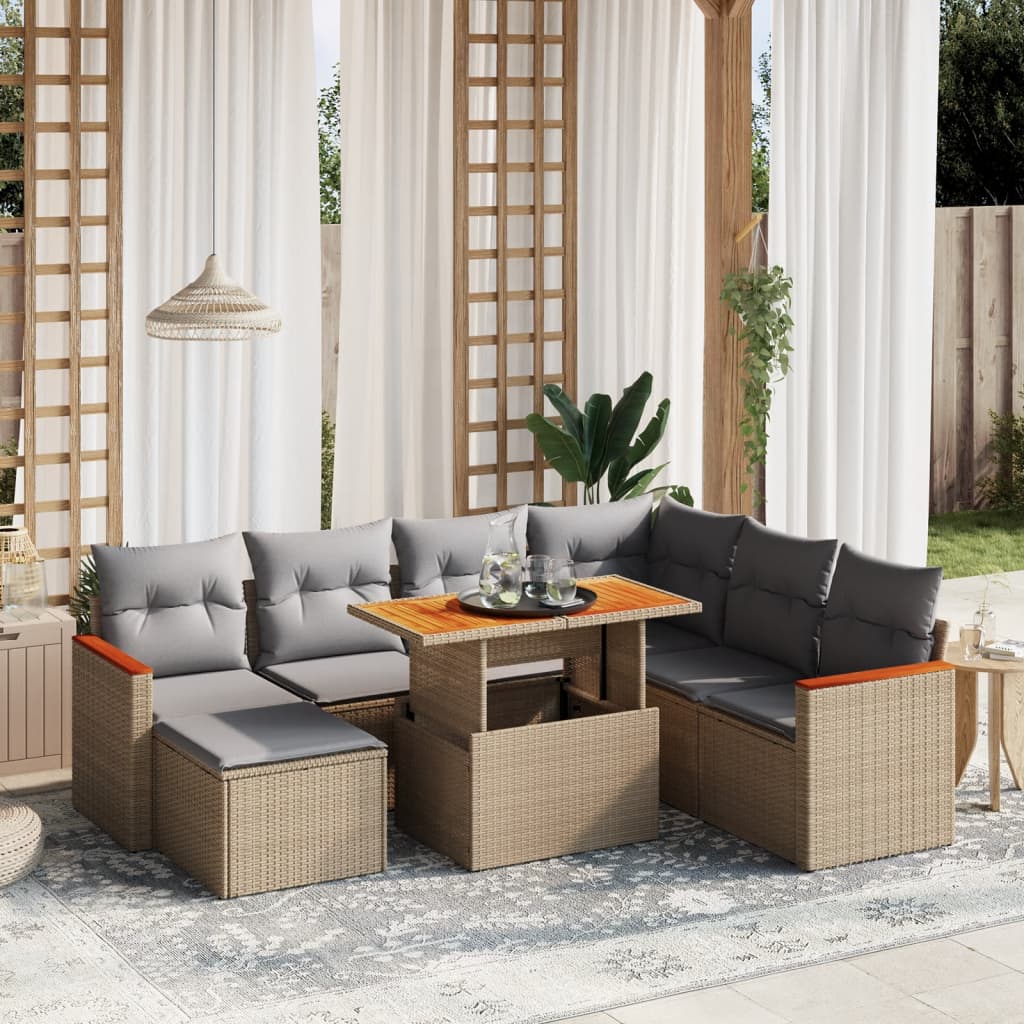 vidaXL 8-piece Lounge Set with Cushions Poly Rattan Black