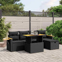 vidaXL 6-delige Loungeset met kussens poly rattan zwart